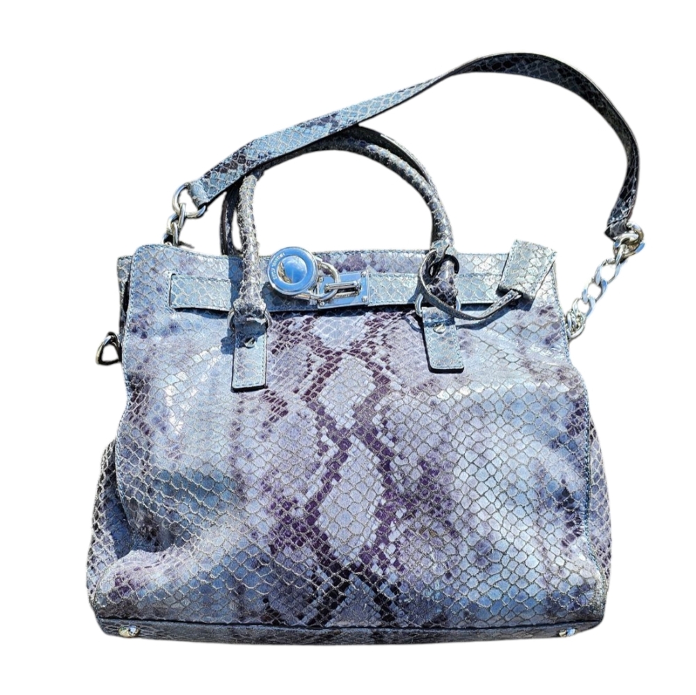 Michael Kors Blue and Purple Snake Print Shoulder Bag
